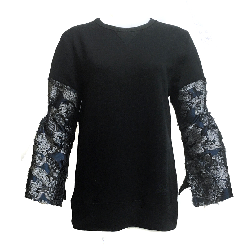 CUT JQ SLEEVE SWEATER (BLACK)
