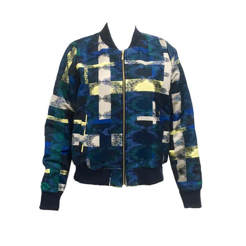 PRINT EMBROIDERED GROSGRAIN BLOUSON (CHECK)
