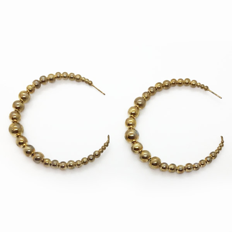 KJL Beaded Wire Hoop Earrings